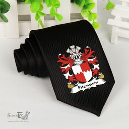 ScotsTee Shop Welsh Fitzwarin Lords of Whittington Coat of Arms Family Crest Welsh Neck Tie Black Tie