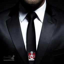 ScotsTee Shop Welsh Deneband or DENEBAUD of Gwent Coat of Arms Family Crest Welsh Neck Tie Black Tie