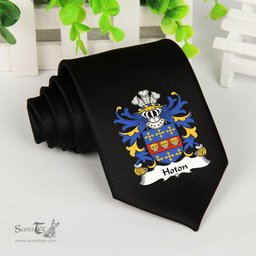 ScotsTee Shop Welsh Hoton or Houghton of Pembrokeshire Coat of Arms Family Crest Welsh Neck Tie Black Tie