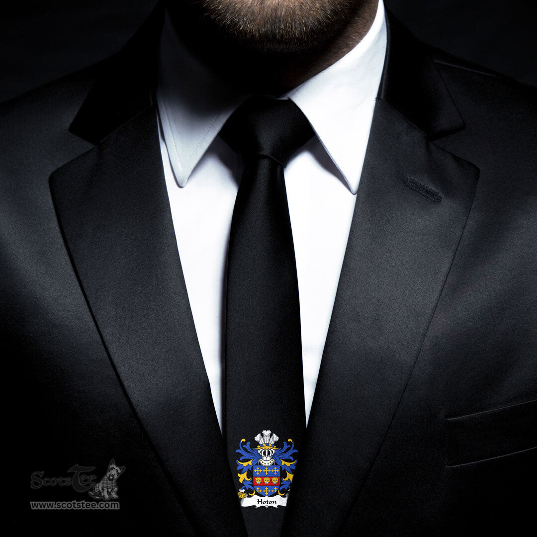 ScotsTee Shop Welsh Hoton or Houghton of Pembrokeshire Coat of Arms Family Crest Welsh Neck Tie Black Tie