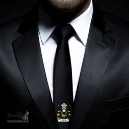 ScotsTee Shop Welsh Morris of Cardiganshire Coat of Arms Family Crest Welsh Neck Tie Black Tie