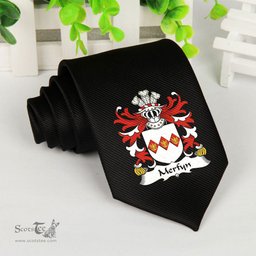ScotsTee Shop Welsh Merfyn FRYCH King of Gwynedd Coat of Arms Family Crest Welsh Neck Tie Black Tie