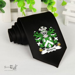 ScotsTee Shop Welsh Rhidrid FLAIDD of Penllyn Merionethshire Coat of Arms Family Crest Welsh Neck Tie Black Tie