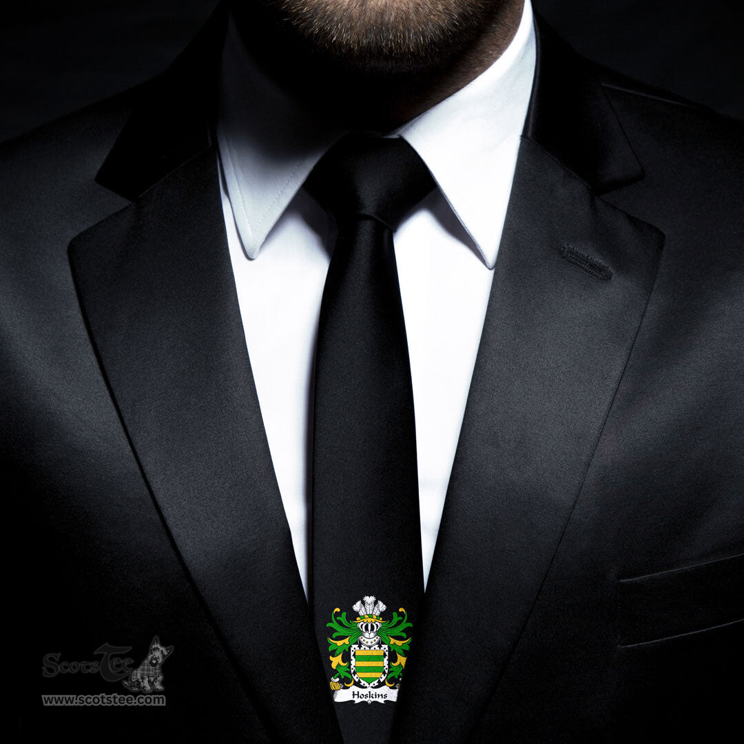ScotsTee Shop Welsh Hoskins of Monmouthshire Coat of Arms Family Crest Welsh Neck Tie Black Tie