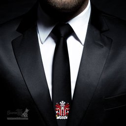 ScotsTee Shop Welsh Woodall or Wodehall of Flint Coat of Arms Family Crest Welsh Neck Tie Black Tie