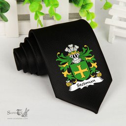 ScotsTee Shop Welsh Stedman of Cardiganshire Coat of Arms Family Crest Welsh Neck Tie Black Tie