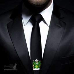 ScotsTee Shop Welsh Stedman of Cardiganshire Coat of Arms Family Crest Welsh Neck Tie Black Tie