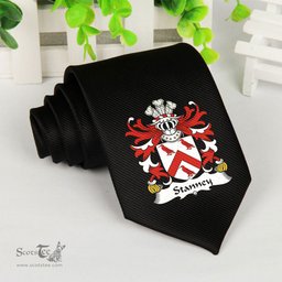 ScotsTee Shop Welsh Stanney of Oswestry Shropshire Coat of Arms Family Crest Welsh Neck Tie Black Tie