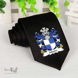 ScotsTee Shop Welsh Moore lords of Crick Monmouthshire Coat of Arms Family Crest Welsh Neck Tie Black Tie