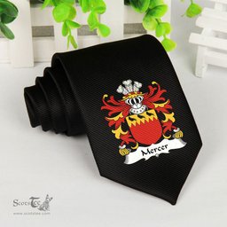 ScotsTee Shop Welsh Mercer of Temby Pembrokeshire Coat of Arms Family Crest Welsh Neck Tie Black Tie