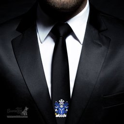 ScotsTee Shop Welsh Tomkin of Shocklach Cheshire Coat of Arms Family Crest Welsh Neck Tie Black Tie