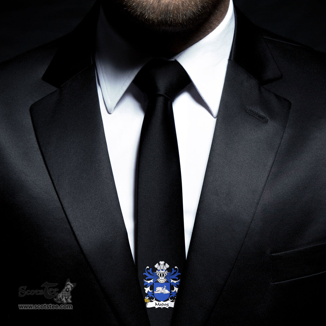 ScotsTee Shop Welsh Madog AP RHYS Coat of Arms Family Crest Welsh Neck Tie Black Tie