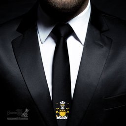 ScotsTee Shop Welsh Wogan of Pembrokeshire Coat of Arms Family Crest Welsh Neck Tie Black Tie