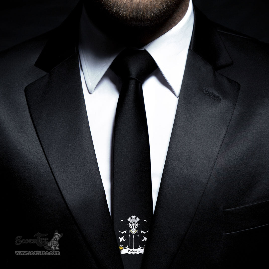 ScotsTee Shop Welsh Padarn PEISRUDD Coat of Arms Family Crest Welsh Neck Tie Black Tie