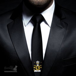 ScotsTee Shop Welsh Rhun AP GRONWY Coat of Arms Family Crest Welsh Neck Tie Black Tie