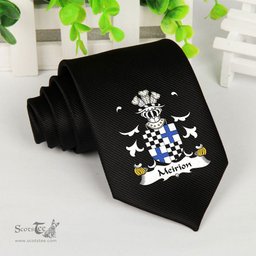 ScotsTee Shop Welsh Meirion MEIRIONNYDD Coat of Arms Family Crest Welsh Neck Tie Black Tie