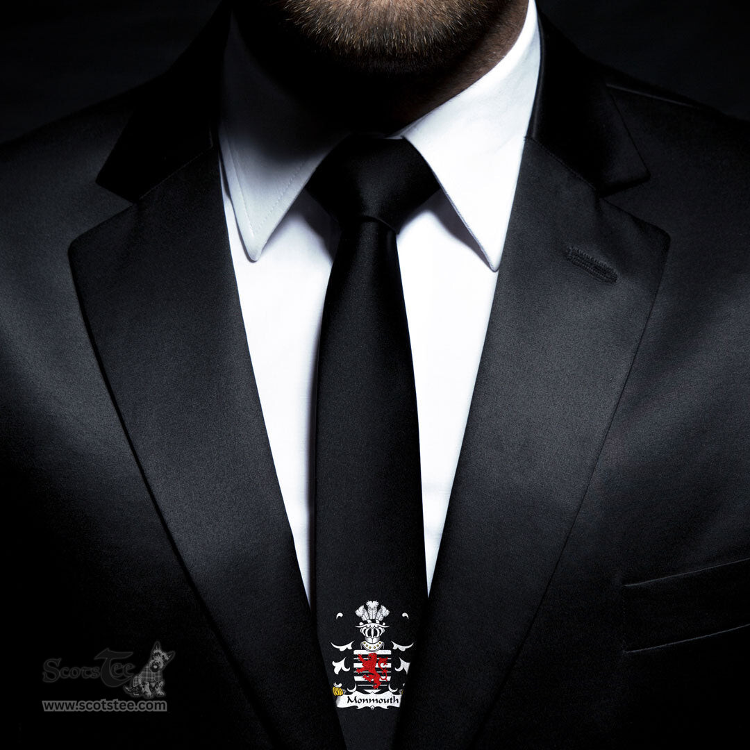 ScotsTee Shop Welsh Monmouth Lord Monmouth Coat of Arms Family Crest Welsh Neck Tie Black Tie