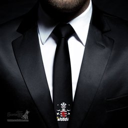 ScotsTee Shop Welsh Monmouth Lord Monmouth Coat of Arms Family Crest Welsh Neck Tie Black Tie