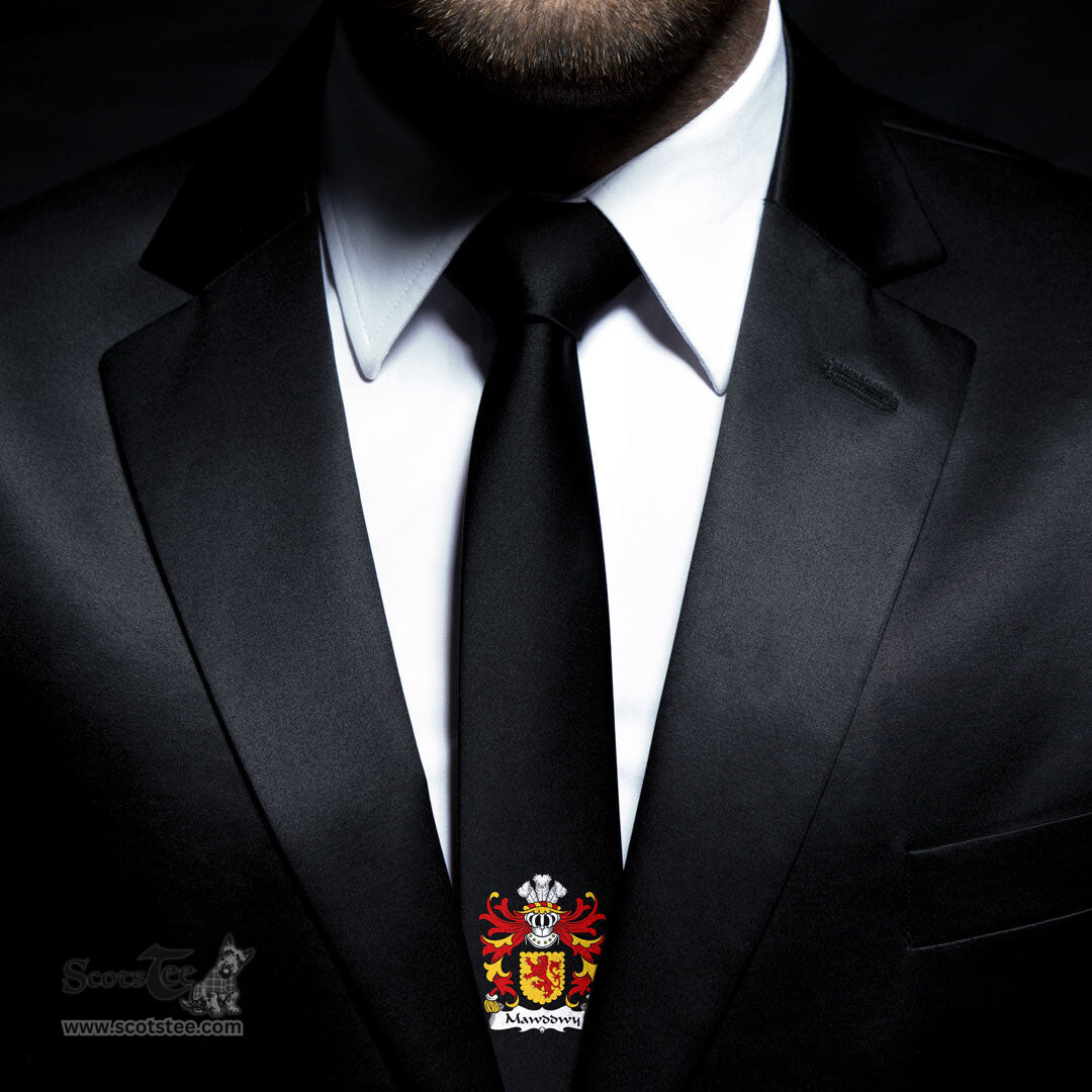 ScotsTee Shop Welsh Mawddwy lords of Coat of Arms Family Crest Welsh Neck Tie Black Tie