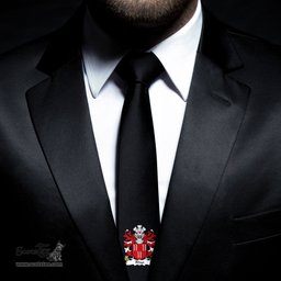 ScotsTee Shop Welsh Rhys AP DAFYDD Coat of Arms Family Crest Welsh Neck Tie Black Tie