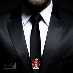 ScotsTee Shop Welsh Marchudd AP CYNAN Coat of Arms Family Crest Welsh Neck Tie Black Tie
