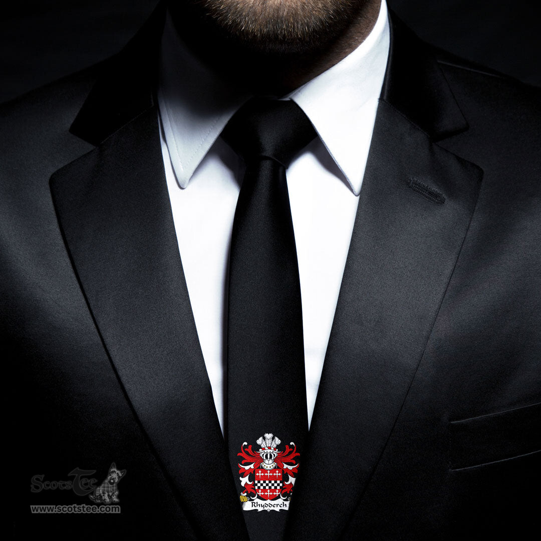 ScotsTee Shop Welsh Rhydderch LE GROS Coat of Arms Family Crest Welsh Neck Tie Black Tie