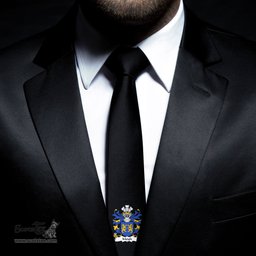 ScotsTee Shop Welsh Moyle or Mule of Ruthin Denbighshire Coat of Arms Family Crest Welsh Neck Tie Black Tie