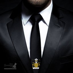 ScotsTee Shop Welsh Lowther Quartering of Powell of Hosely Coat of Arms Family Crest Welsh Neck Tie Black Tie