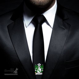 ScotsTee Shop Welsh Myddleton of Gwenynog Denbighshire Coat of Arms Family Crest Welsh Neck Tie Black Tie