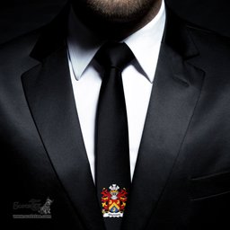 ScotsTee Shop Welsh Styward of Denbighshire Coat of Arms Family Crest Welsh Neck Tie Black Tie