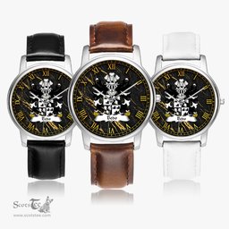 ScotsTee Shop Welsh Bedo AP DAFYDD AP GRUFFUDD Coat of Arms Family Crest Wales Watch Leather Strap Classic Quartz Watch