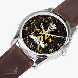 ScotsTee Shop Welsh Harry AP THOMAS Coat of Arms Family Crest Wales Watch Leather Strap Classic Quartz Watch
