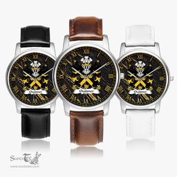 ScotsTee Shop Welsh Chaloner of Denbighshire Coat of Arms Family Crest Wales Watch Leather Strap Classic Quartz Watch