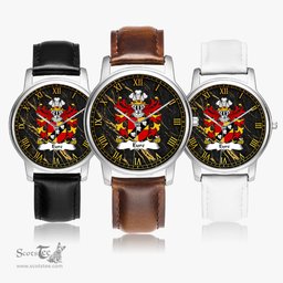 ScotsTee Shop Welsh Eure Commander of Slebech Pembrokeshire Coat of Arms Family Crest Wales Watch Leather Strap Classic Quartz Watch