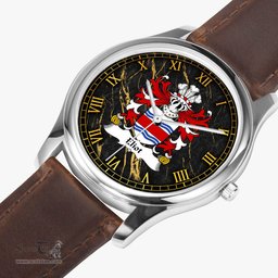 ScotsTee Shop Welsh Eliot of Erwer Pembrokeshire Coat of Arms Family Crest Wales Watch Leather Strap Classic Quartz Watch