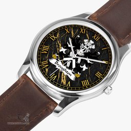ScotsTee Shop Welsh Broughton of Broughton Bishops Castle Coat of Arms Family Crest Wales Watch Leather Strap Classic Quartz Watch