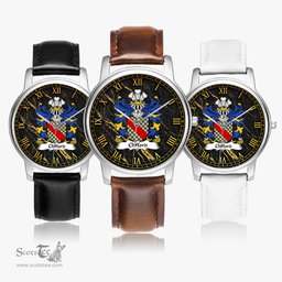ScotsTee Shop Welsh Clifford of Herefordshire Coat of Arms Family Crest Wales Watch Leather Strap Classic Quartz Watch