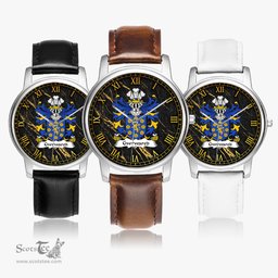 ScotsTee Shop Welsh Gwrwared AP GWILYM Coat of Arms Family Crest Wales Watch Leather Strap Classic Quartz Watch