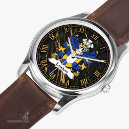 ScotsTee Shop Welsh Landon lords of Llanddewi Monmouthshire Coat of Arms Family Crest Wales Watch Leather Strap Classic Quartz Watch