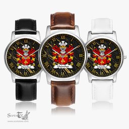 ScotsTee Shop Welsh Llywelyn DYFARCH Coat of Arms Family Crest Wales Watch Leather Strap Classic Quartz Watch