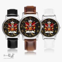 ScotsTee Shop Welsh Lloyd of Bodiris Denbighshire Coat of Arms Family Crest Wales Watch Leather Strap Classic Quartz Watch