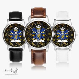 ScotsTee Shop Welsh Read of Carmarthenshire Coat of Arms Family Crest Wales Watch Leather Strap Classic Quartz Watch