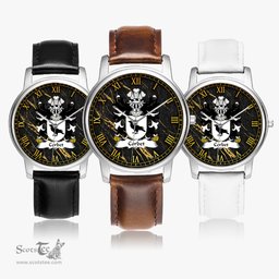 ScotsTee Shop Welsh Corbet Shropshire Medieval Welsh Rolls Coat of Arms Family Crest Wales Watch Leather Strap Classic Quartz Watch