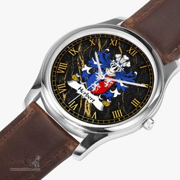 ScotsTee Shop Welsh Herbert 1st Earl of Pembrokeshire Coat of Arms Family Crest Wales Watch Leather Strap Classic Quartz Watch