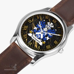 ScotsTee Shop Welsh Trahaearn GOCH OF LLYN Coat of Arms Family Crest Wales Watch Leather Strap Classic Quartz Watch