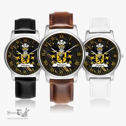 ScotsTee Shop Welsh Morgan AP LLYWELYN of Tredegar Monmouthsire Coat of Arms Family Crest Wales Watch Leather Strap Classic Quartz Watch
