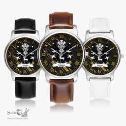 ScotsTee Shop Welsh Ieuan AP DAFYDD AP MADOG Coat of Arms Family Crest Wales Watch Leather Strap Classic Quartz Watch
