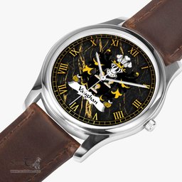ScotsTee Shop Welsh Vaughan of Breconshire Coat of Arms Family Crest Wales Watch Leather Strap Classic Quartz Watch