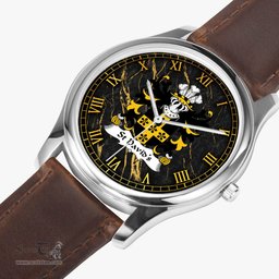 ScotsTee Shop Welsh St Davids Diocese of Coat of Arms Family Crest Wales Watch Leather Strap Classic Quartz Watch