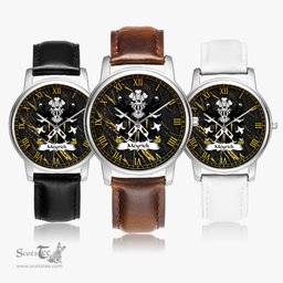 ScotsTee Shop Welsh Meyrick of Bodorgan Anglesey Coat of Arms Family Crest Wales Watch Leather Strap Classic Quartz Watch